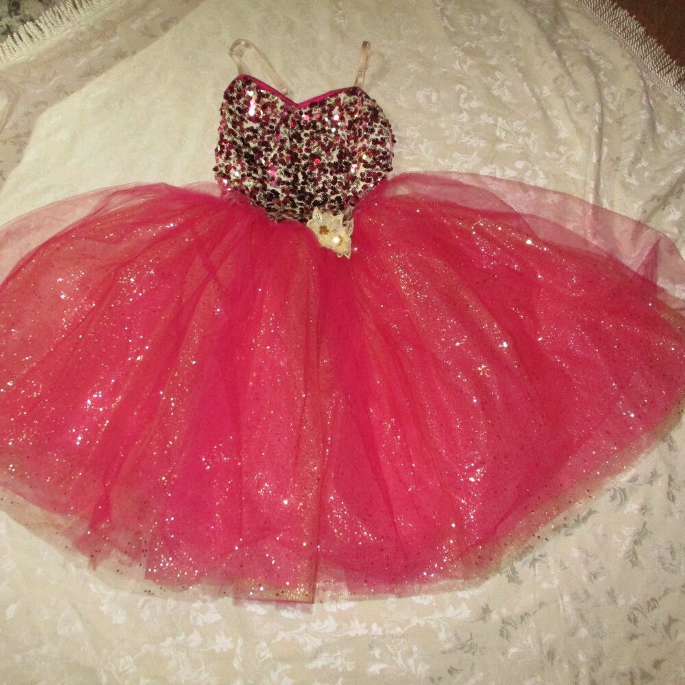 Dance  Costume Size  LC Gallery 18240 Red Sequin -Recital Musical Theater